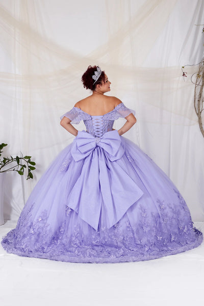 Zarina Pink Butterfly Quinceañera Dress | Princess Ballgown