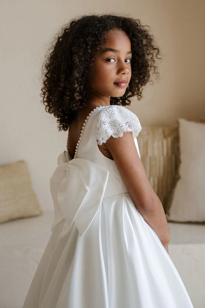 Elegant White Lace Dress for Girls – Perfect for Special Occasions