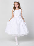 First Communion Flower Girl White Dress With Embroidered Sequin Lace