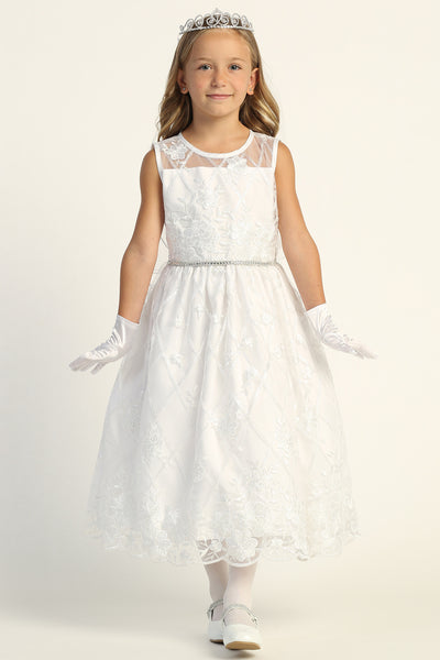 Karina First Communion Dress – Sleeveless Tea Length Gown
