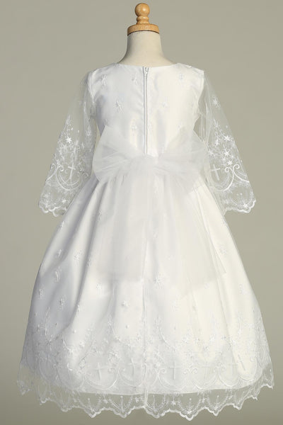 Madeline Communion Dress – Lace Sleeve Holy Communion Tea Length Dress