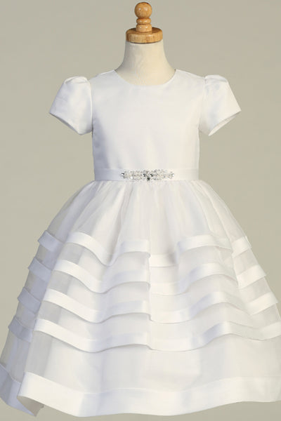 Aurora Tea-Length Satin & Organza Dress - Communion & Special Occasion