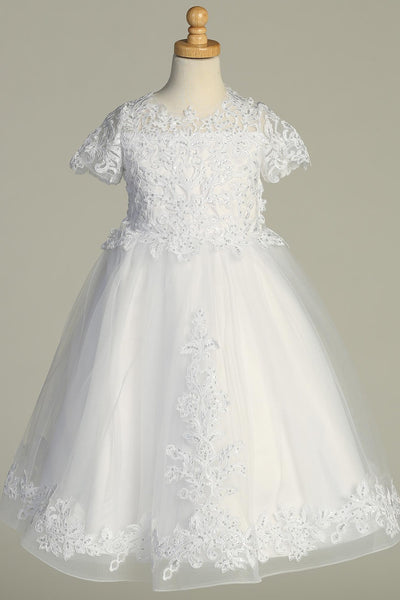 Aurora Grace Communion Dress | Tea-Length Lace Gown