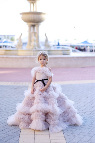 The Frances Couture Girls Ruffled Tulle Dress