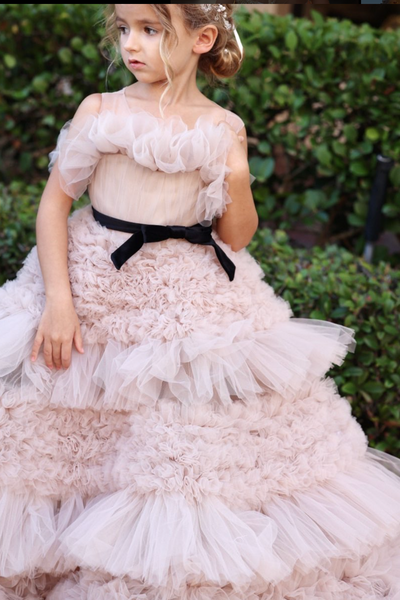 The Frances Couture Girls Ruffled Tulle Dress