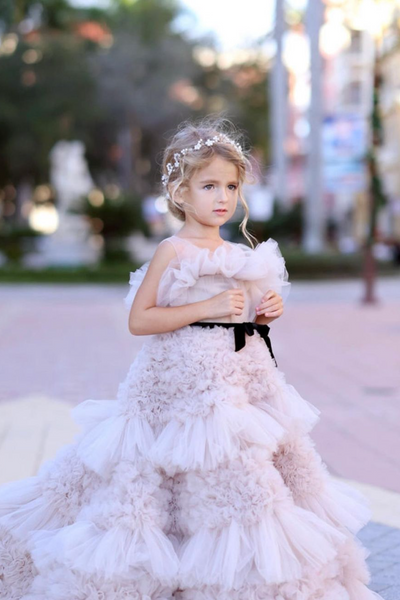 The Frances Couture Girls Ruffled Tulle Dress