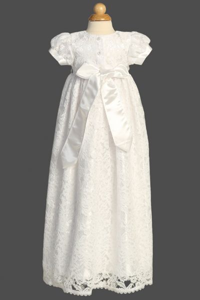 Isla Beautiful Girls Lace Christening Gown | Blush Kids