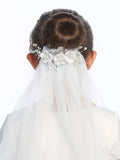 Debbie Kids Communion Veil – Satin Flowers & Pearls on Comb