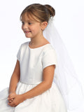 Debbie Kids Communion Veil – Satin Flowers & Pearls on Comb