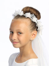 Emma Kids 1st Communion Veil – 24" Satin Rose & Rhinestones