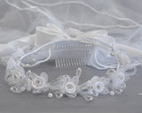 Emma Kids 1st Communion Veil – 24" Satin Rose & Rhinestones