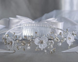 Justine Kids Communion Veil – 24" Organza Flowers & Pearls