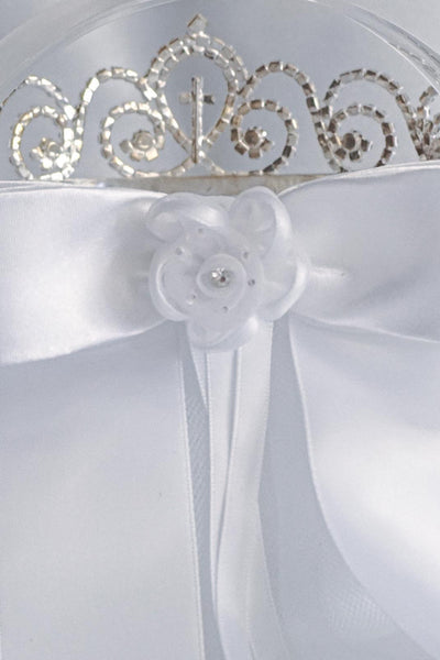 Grace 24" Veil on Rhinestone Tiara with Satin Bow