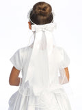 Stephanie Kids Communion Veil – Satin Flowers & Rhinestones