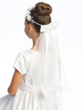 Stephanie Kids Communion Veil – Satin Flowers & Rhinestones