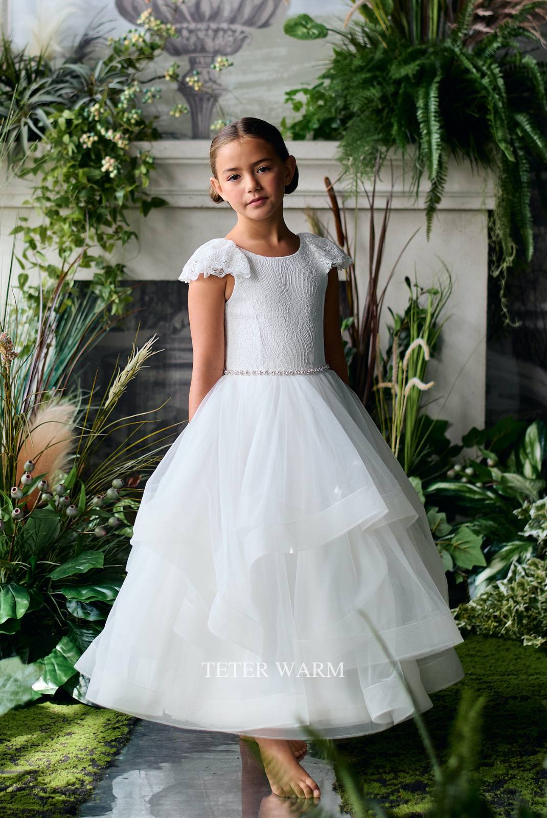 Teter Warm Couture Girls exquisite Lace Tulle Floor Length Dress