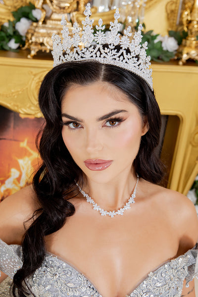Rose Gold Crystal Quinceañera Ball Gown with Train