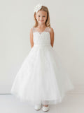 Satin Organza Communion Dress For Girls | Ivory 1st Communion Dress