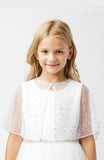 Girls Sheer Bolero Cape With Crystals Communion Flower Girl Bolero