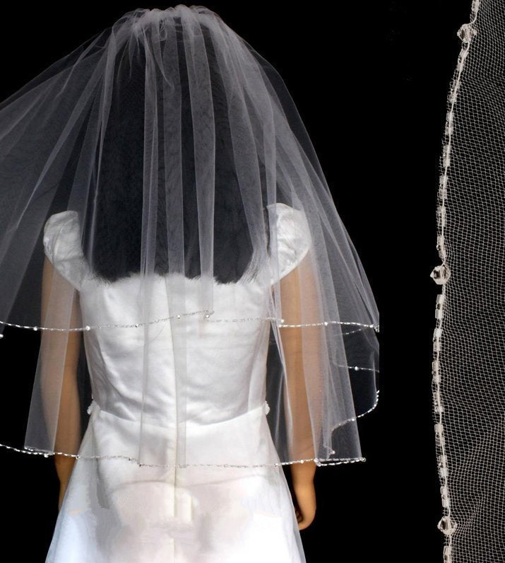 Two Tier Veil With Rhinestone Edge