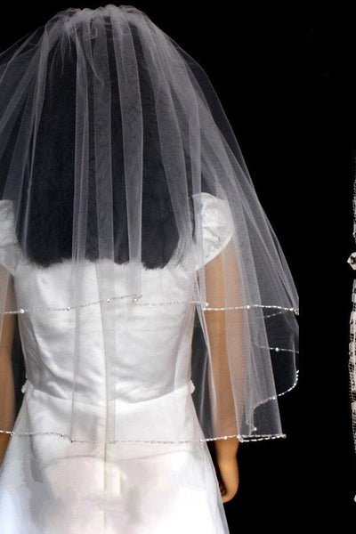 Two Tier Veil With Rhinestone Edge