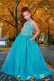 Serena Luxe Gown – Turquoise, Emerald & Red Pageant Dress