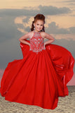 Serena Luxe Gown – Turquoise, Emerald & Red Pageant Dress