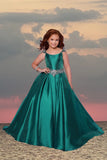 Girls Pageant Dress in Ivory, Emerald & Pink – 2Cute Aurora Party Gown