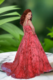 2Cute Samira Silver, Red & Royal Sequin Pageant Dress