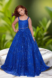 2Cute Samira Silver, Red & Royal Sequin Pageant Dress