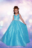 2Cute Glitter Ball Gown for Girls – White, Pink & Blue