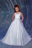 2Cute Glitter Ball Gown for Girls – White, Pink & Blue