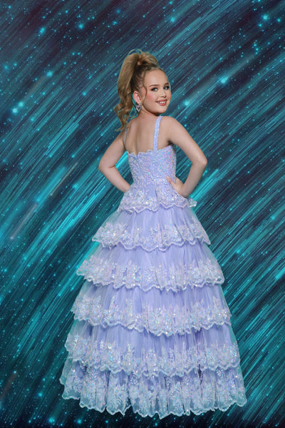 Aliana Lilac Tiered Pageant Dress – 2Cute Ruffle Glitter Ball Gown