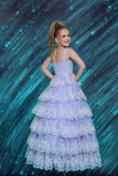 Aliana Lilac Tiered Pageant Dress – 2Cute Ruffle Glitter Ball Gown