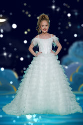 2Cute Everly Dream White or Turquoise Feather Girls Pageant Dress