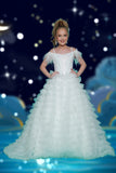 2Cute Everly Dream White or Turquoise Feather Girls Pageant Dress
