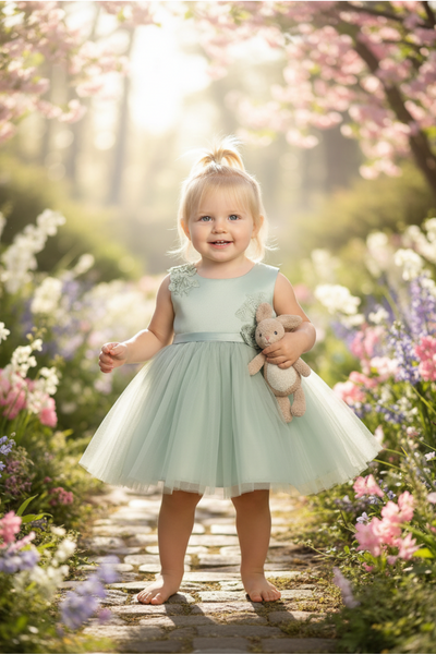 Baby Sage Flower Girl Dress for Party & Birthday