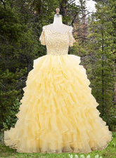 Adelina Yellow Pageant Dress – Brydealo Couturet
