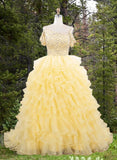 Adelina Yellow Pageant Dress – Brydealo Couturet