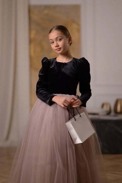 Zaria Gown – Velvet & Tulle Ball Gown for Girls | Special Occasion Dress