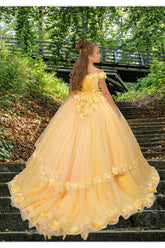 Aurielle Couture Yellow Flower Girl Ball Gown