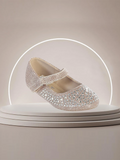 Girls Glitter Mary Jane Dress Shoes – Rose Gold or Silver | Sizes 2–8