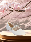 Girls Pearl Strap Ballet Flat – Communion, Flower Girl & Party Shoe