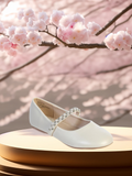 Girls Pearl Strap Ballet Flat – Communion, Flower Girl & Party Shoe