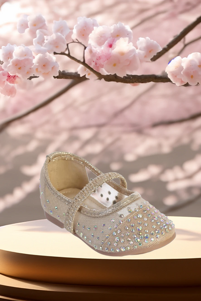 Girls Rose Gold Glitter Dress Shoes – Toddler Sizes 1–8