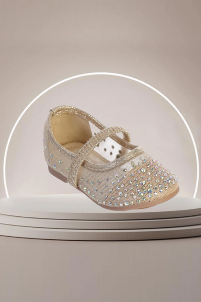 Girls Rose Gold Glitter Dress Shoes – Toddler Sizes 1–8