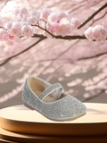 nfant & Toddler Rhinestone Mary Jane Shoes – Gold or Silver Sparkle Flats