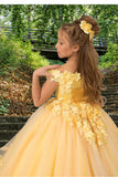 Aurielle Couture Yellow Flower Girl Ball Gown