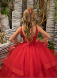 Sabrina Red Fashion Couture Girls Pageant Dress