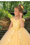 Aurielle Couture Yellow Flower Girl Ball Gown